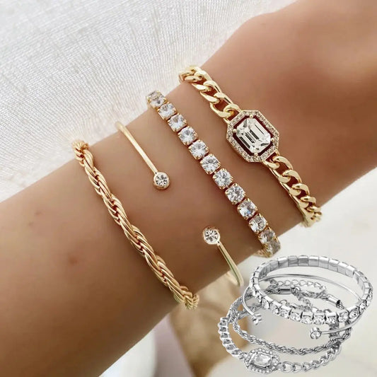 Kristallglanz - 4-teiliges Damenarmband-Set