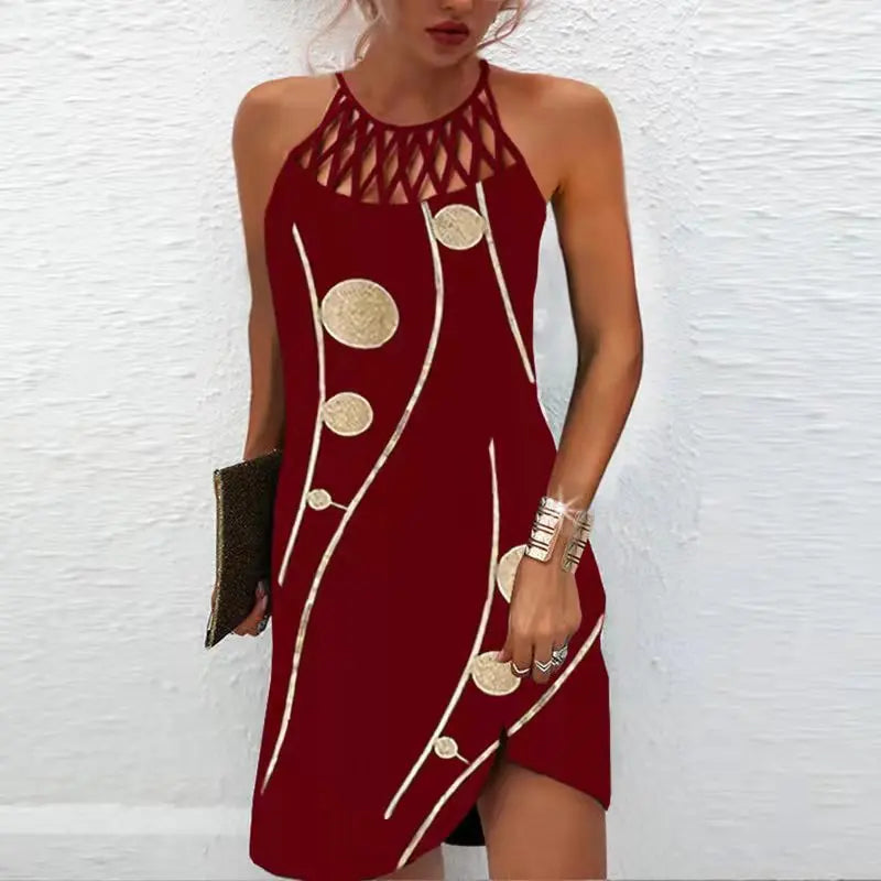 Modisches Print-Kleid: Lässige Halterneck-Kleider für Frauen, perfekt für den Sommer