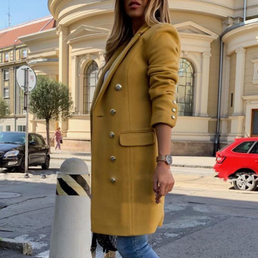 Damen Trenchcoat Zweireihig mit Notch-Kragen
