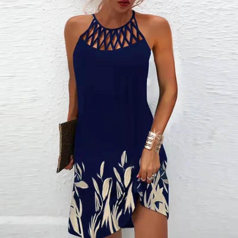 Modisches Print-Kleid: Lässige Halterneck-Kleider für Frauen, perfekt für den Sommer