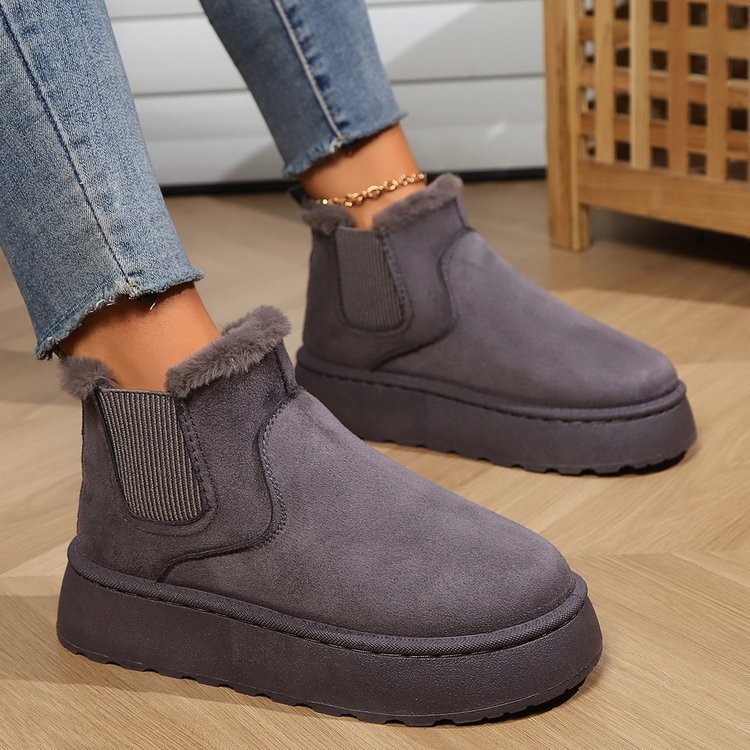Damen Mode Flache Dicke Baumwoll Schneestiefel