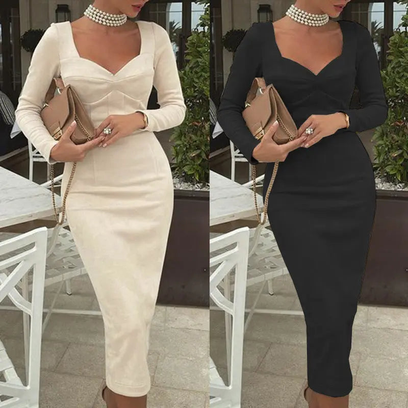 Damenkleid mit Taschenärmeln und mittlerer Länge