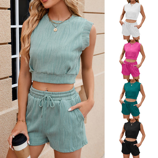 Wellenmuster-Design Oberteil und Shorts