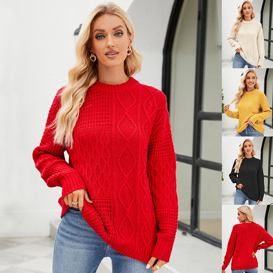 Damen Twist-Strickpullover Rundhals 