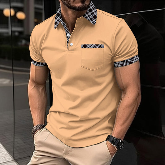 Farblich abgestimmtes kariertes Kurzarm-Sportpoloshirt
