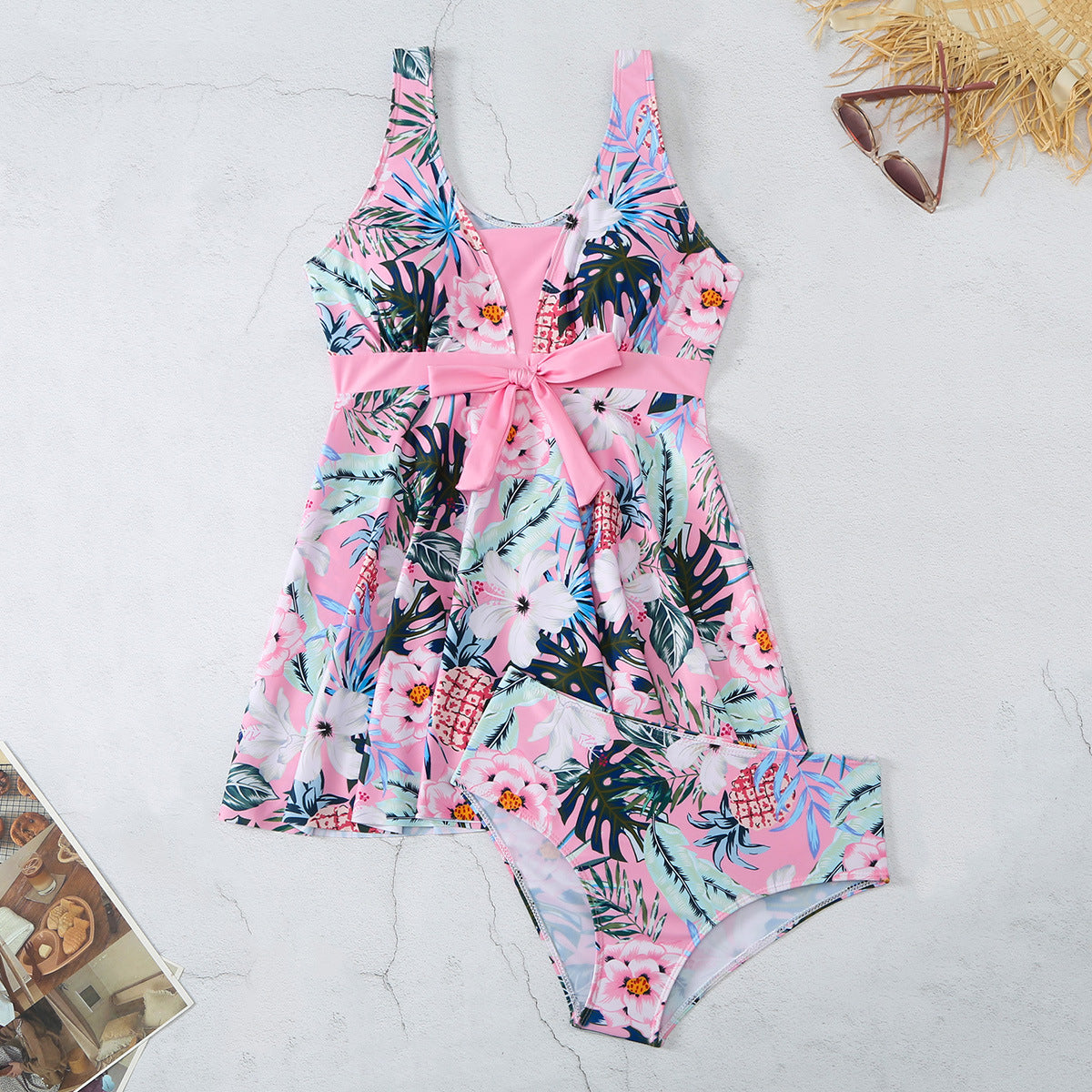 V-Ausschnitt Bikini-Badeanzug für Damen
