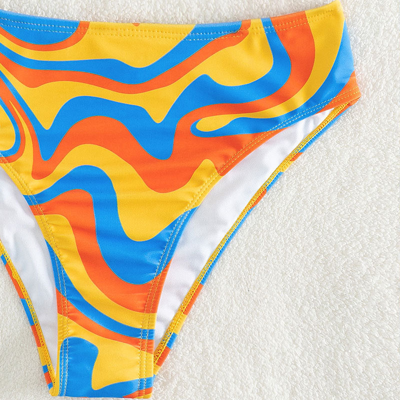 Mehrfarbiger Damen-Kreuzhals-Bikini
