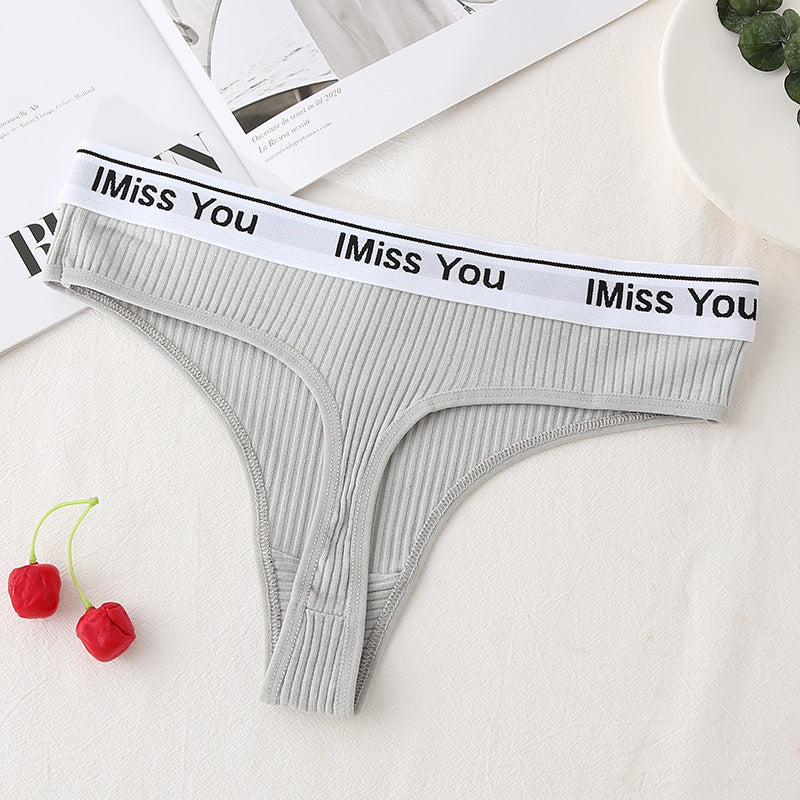 Damen-Tanga mit niedriger Taille und Baumwolleinsat