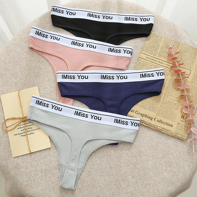 Damen-Tanga mit niedriger Taille und Baumwolleinsat