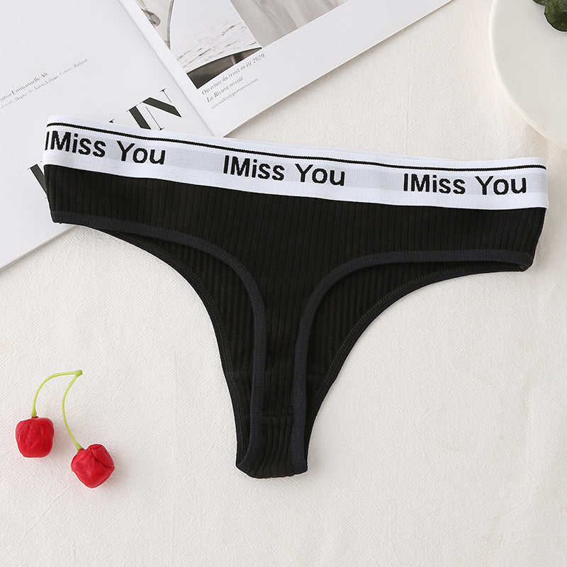 Damen-Tanga mit niedriger Taille und Baumwolleinsat