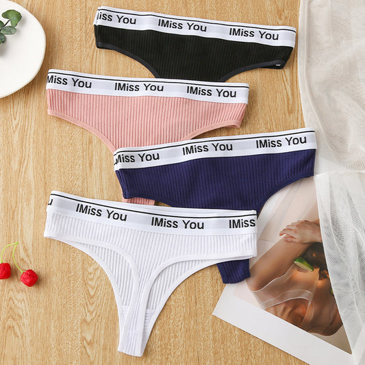 Damen-Tanga mit niedriger Taille und Baumwolleinsat