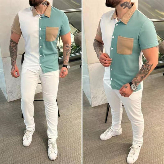 Trendiger Freizeitanzug für Herren: Kurzarmhemd und passende Hose