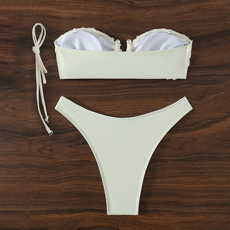 Damen Röhren-Top Bikini mit Rückenschnürung und seitlichem Schlitz