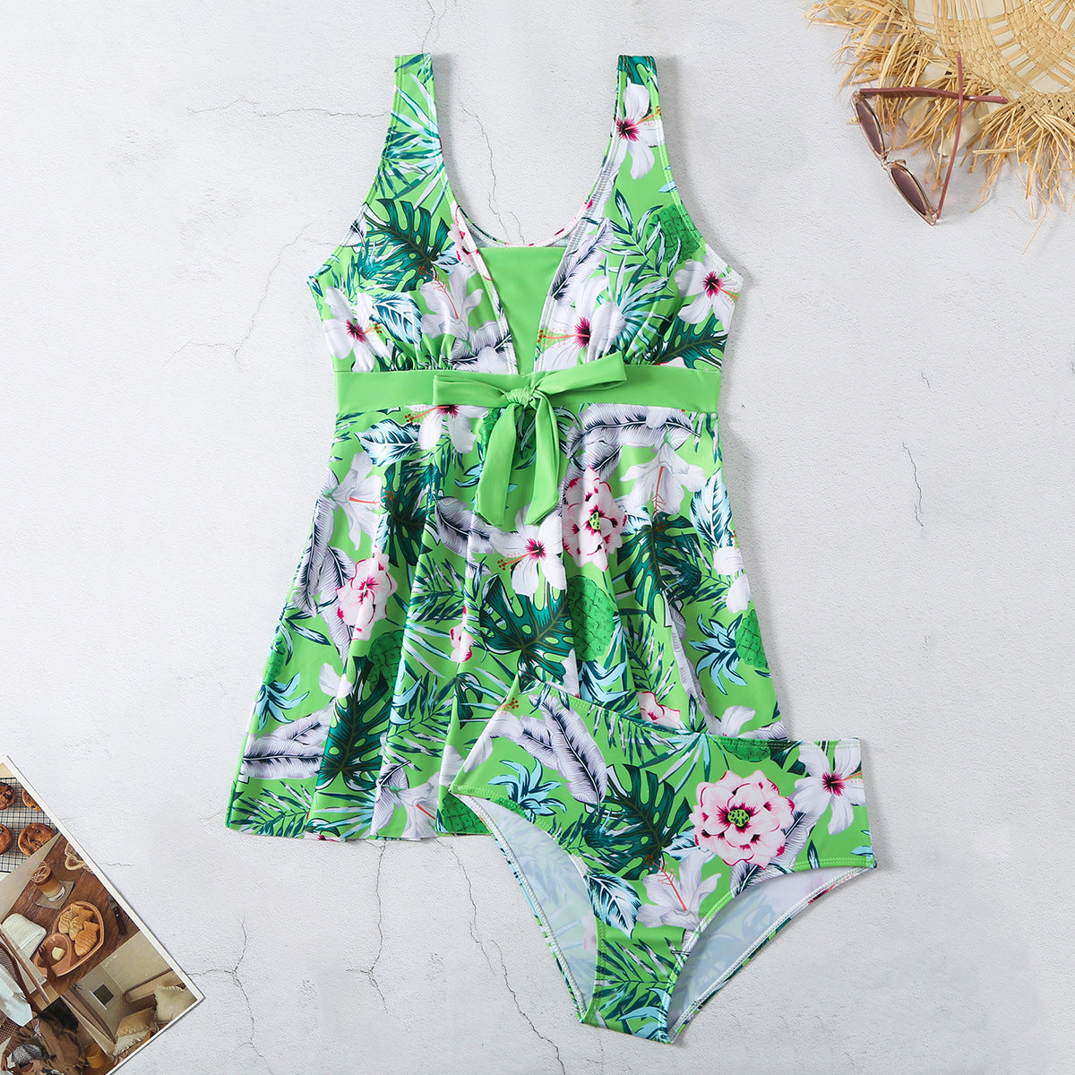 V-Ausschnitt Bikini-Badeanzug für Damen