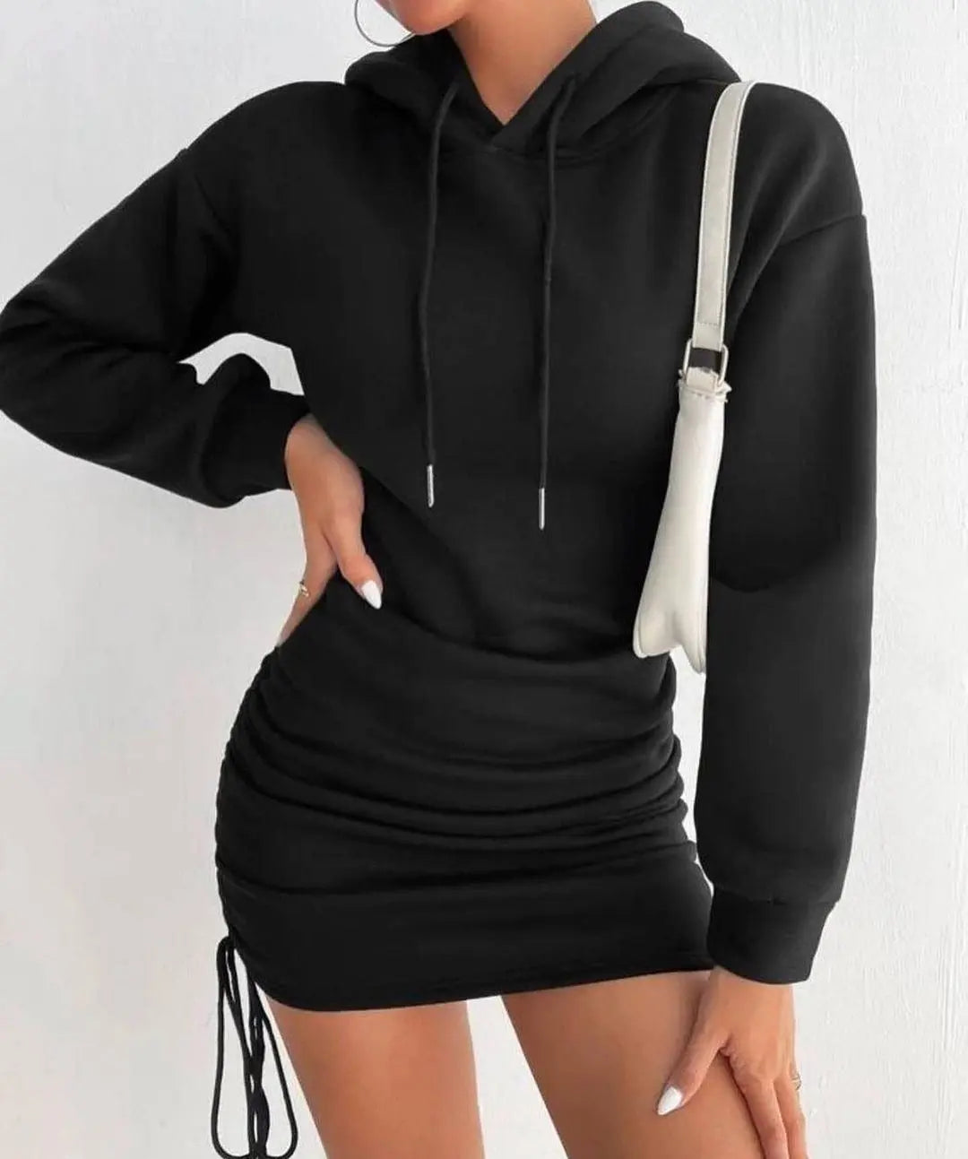 Kapuzenmantel Langarm Pulloverkleid Damen