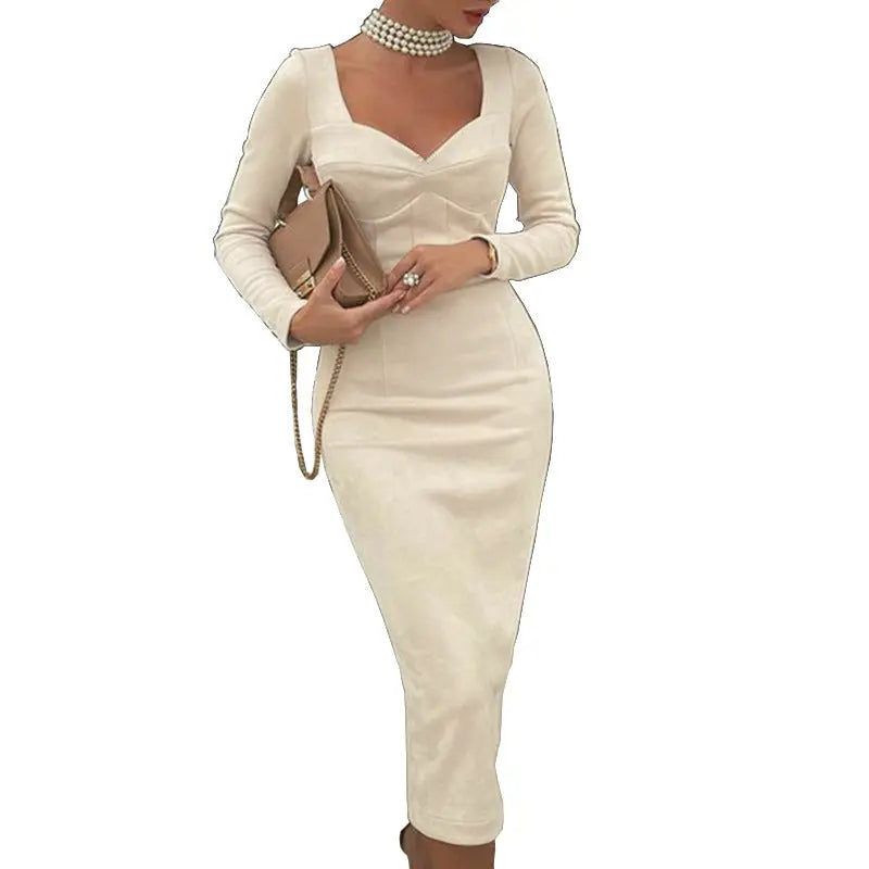 Damenkleid mit Taschenärmeln und mittlerer Länge