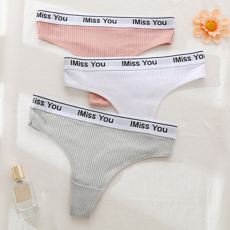 Damen-Tanga mit niedriger Taille und Baumwolleinsat