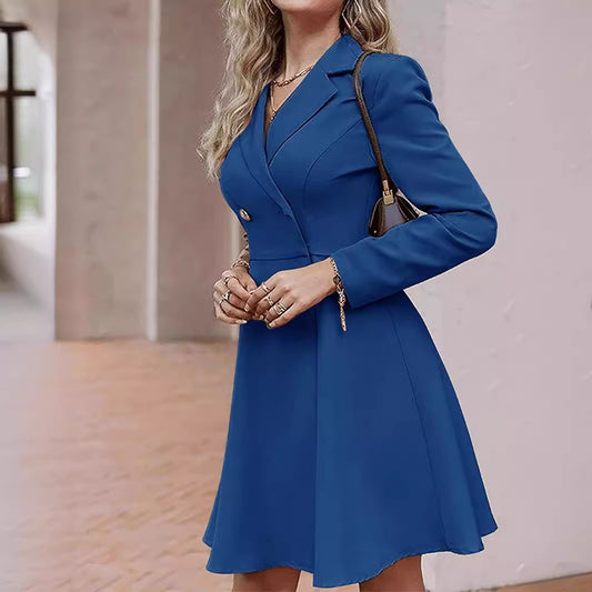 Schlanke Langarm-Solid-Farbbluse für Damen