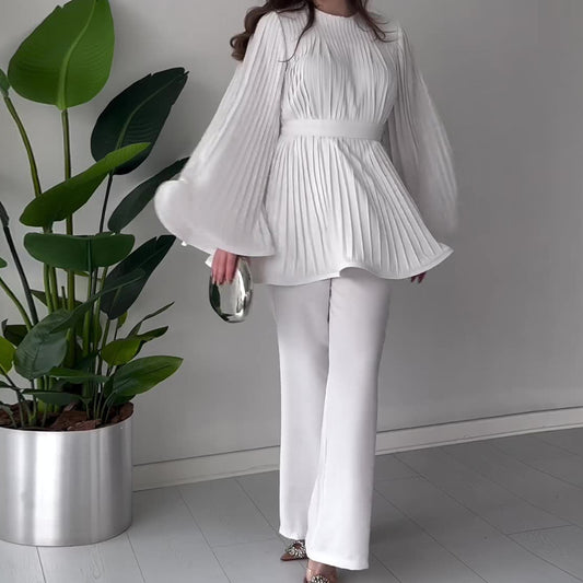 Eleganter Swing-Anzug mit Rundhals und Batwing-Ärmeln