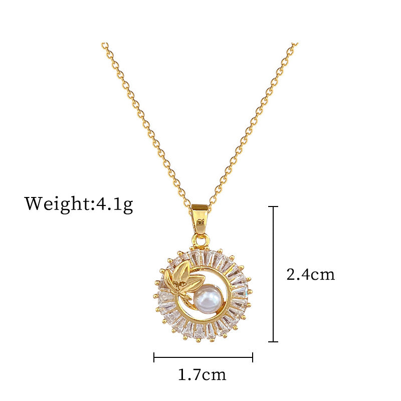 Quadrat-Diamant-Set Halskette & Ohrringe mit Blattmotiv