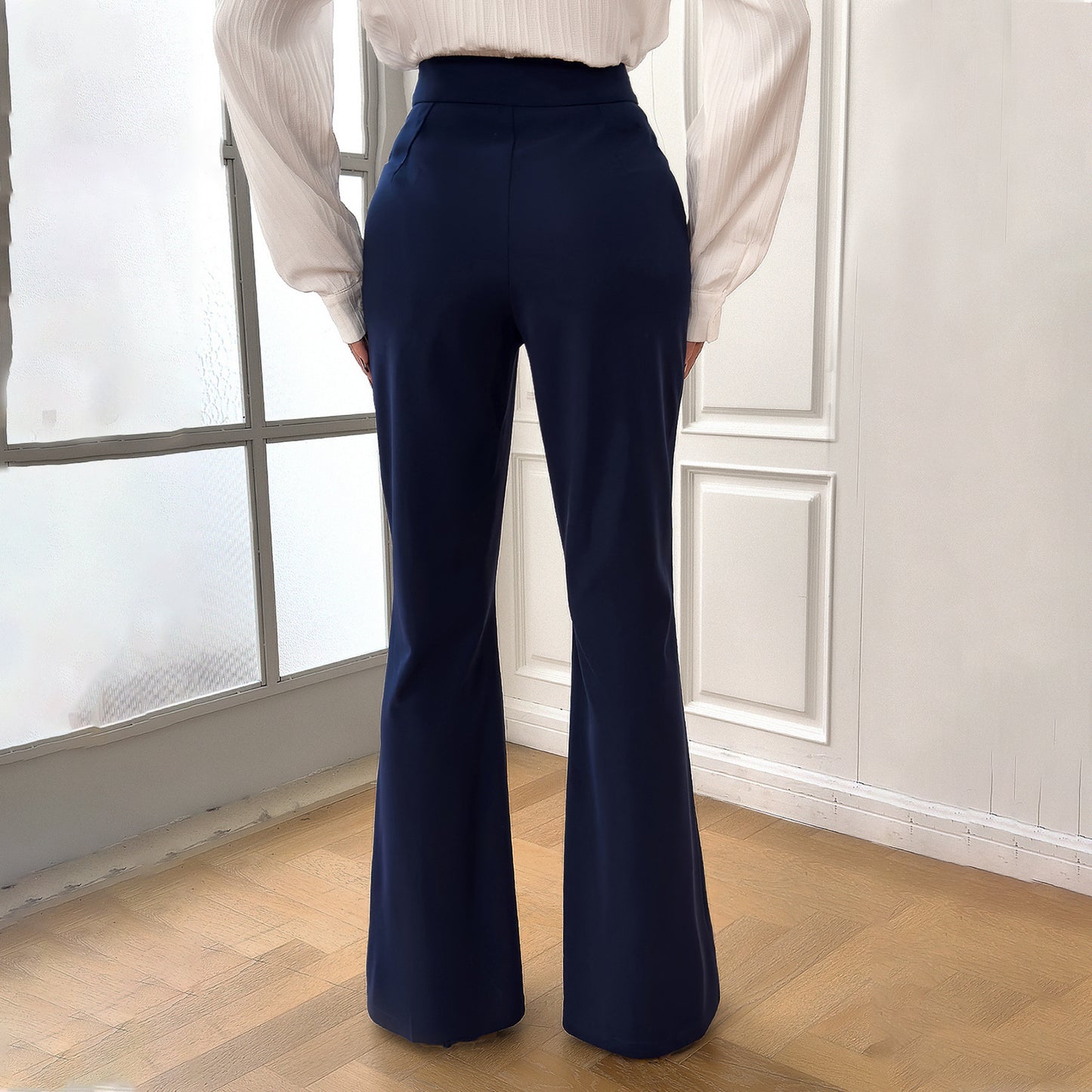 Marineblaue Gestrickte Slim-Fit-Hose für Damen