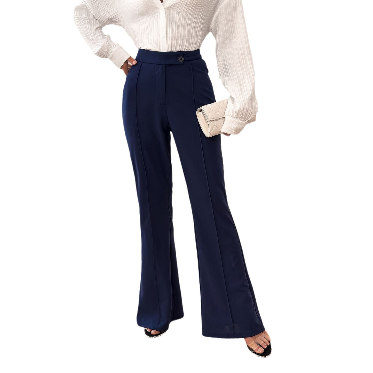 Marineblaue Gestrickte Slim-Fit-Hose für Damen