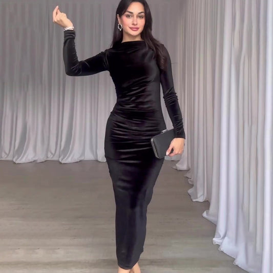 Samtiges Taille-enges Damenkleid