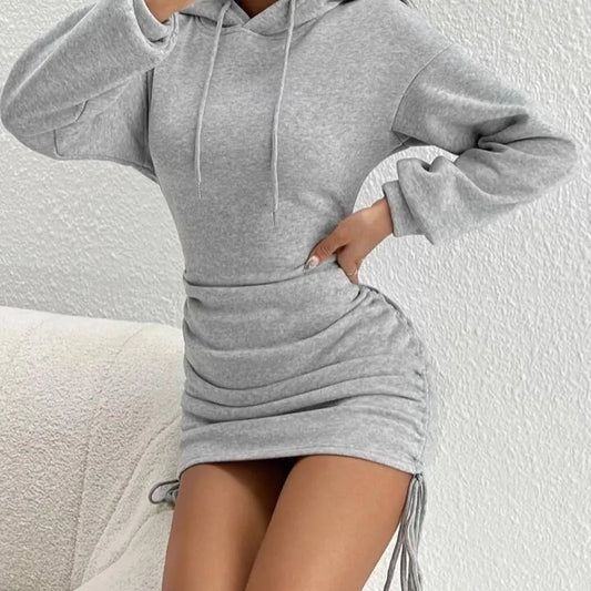 Kapuzenmantel Langarm Pulloverkleid Damen