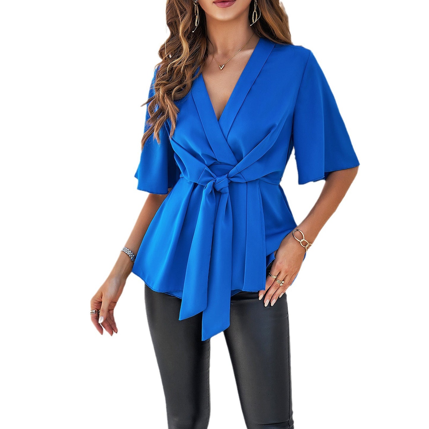 Eleganter Schnür-Pullover mit halben Ärmeln