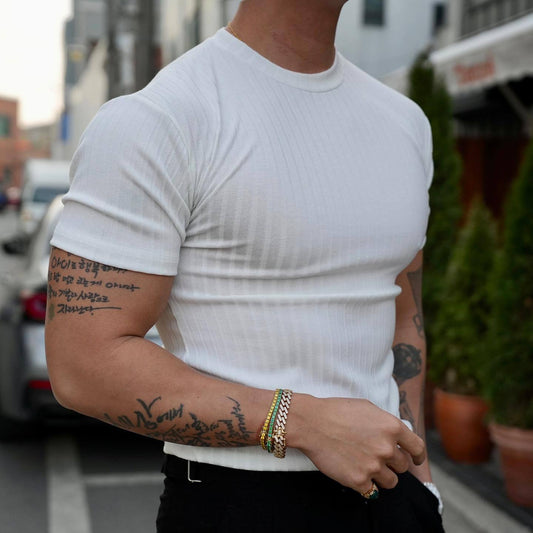 Herren Sommer Sport Fitness Freizeit Rundhals Kurzarm T-Shirt