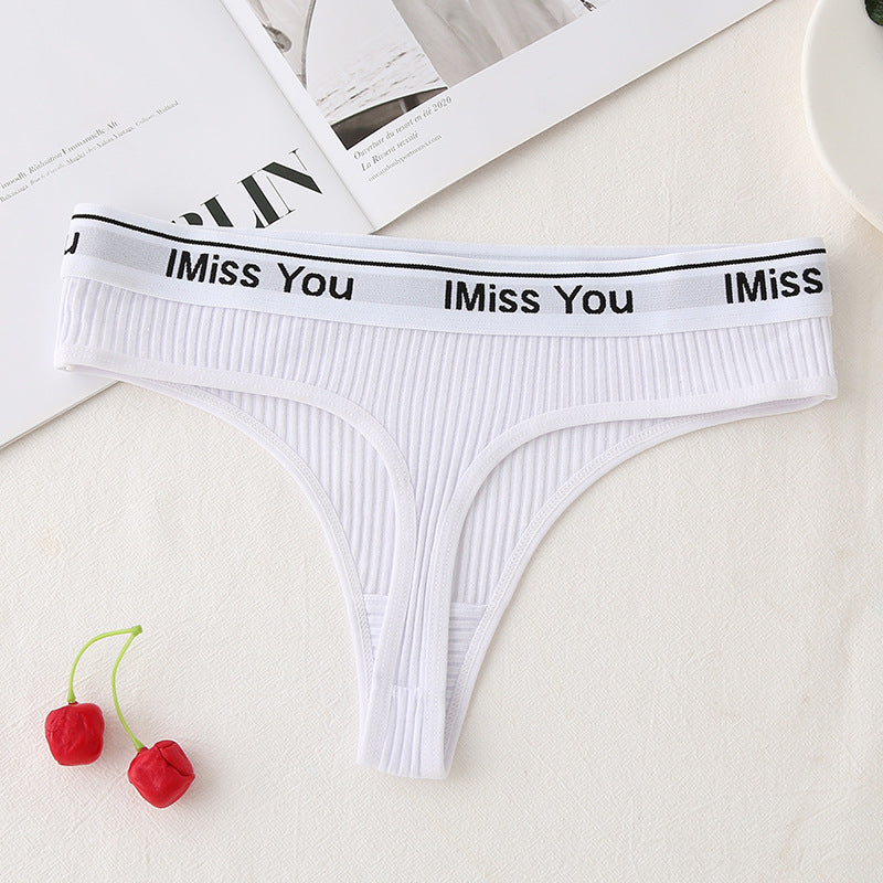 Damen-Tanga mit niedriger Taille und Baumwolleinsat