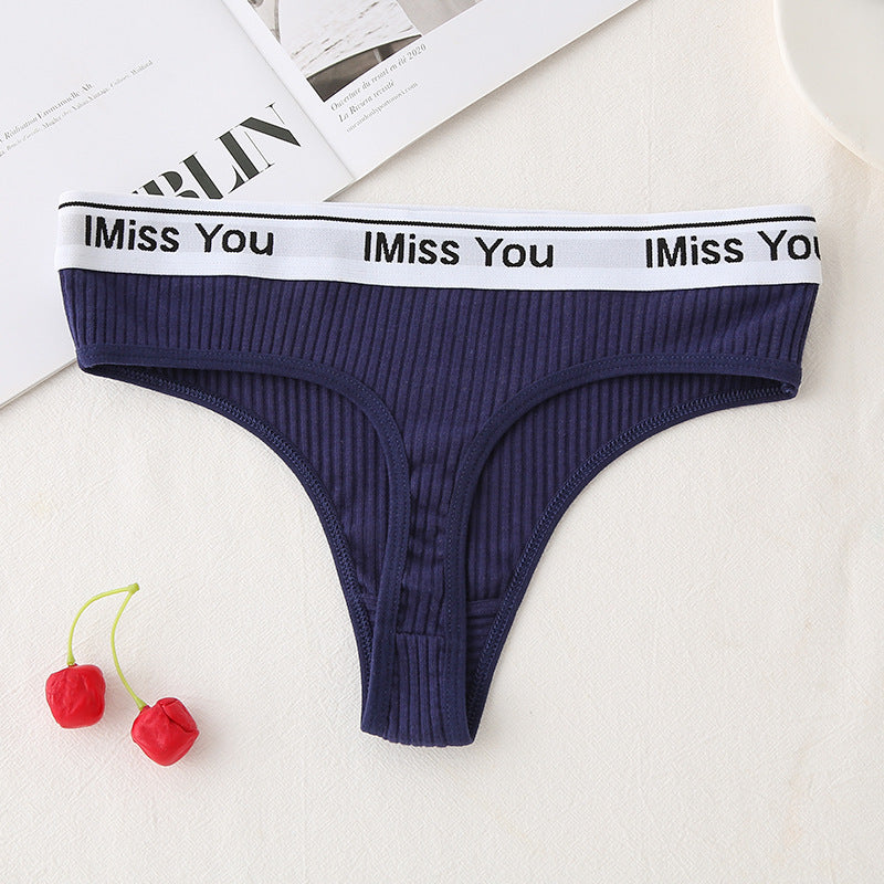 Damen-Tanga mit niedriger Taille und Baumwolleinsat