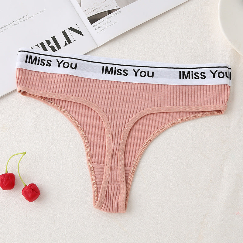 Damen-Tanga mit niedriger Taille und Baumwolleinsat