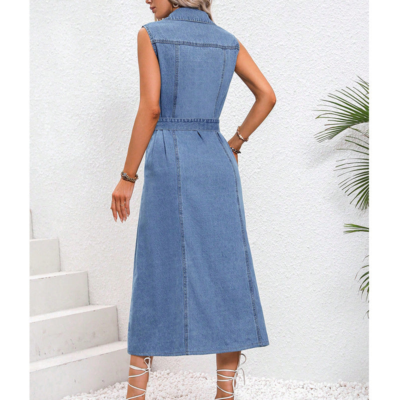 Retro Denim-Kleid mit Taille-Optimierung