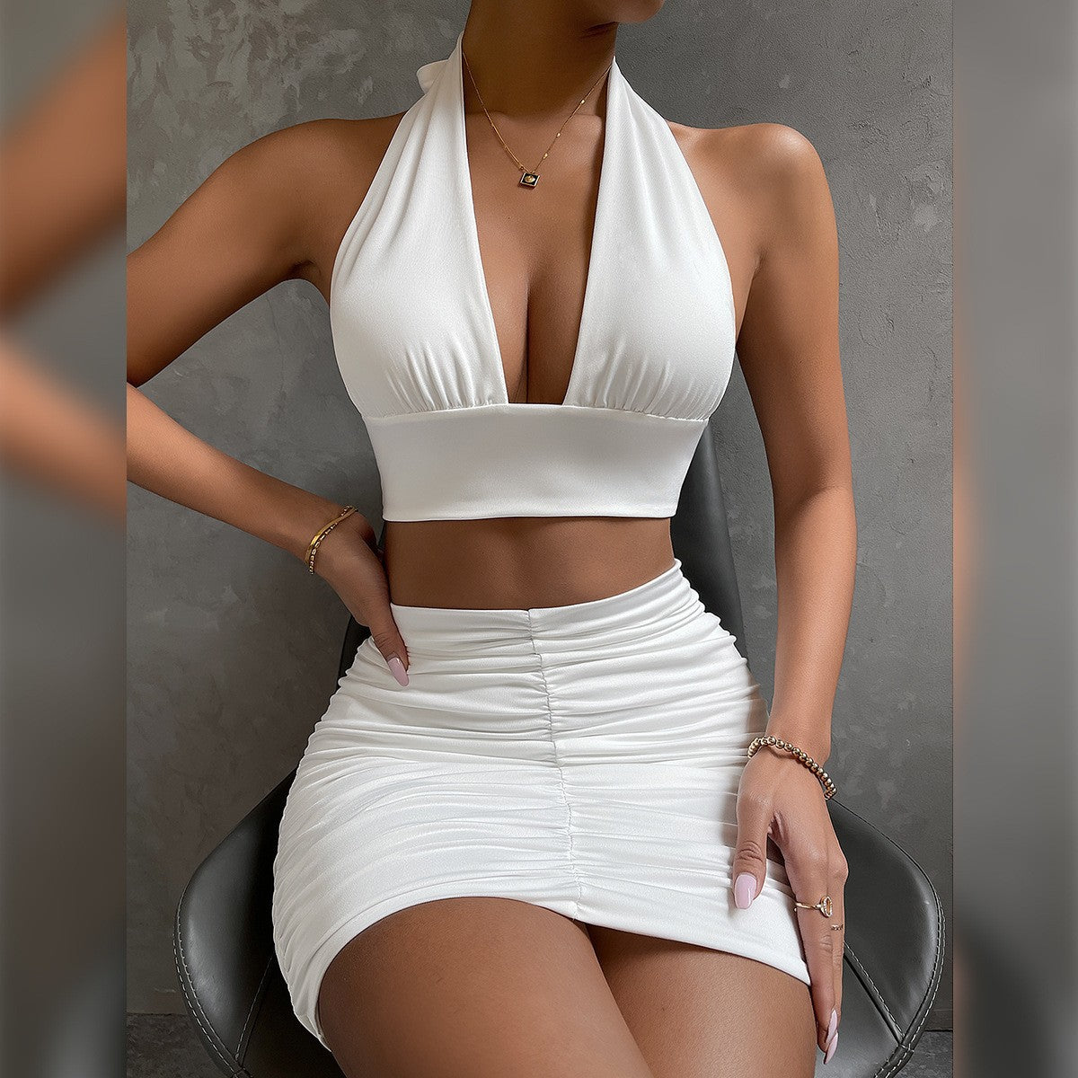 Halter-Top und Hip-Rock Zweiteiliges Set für Damen