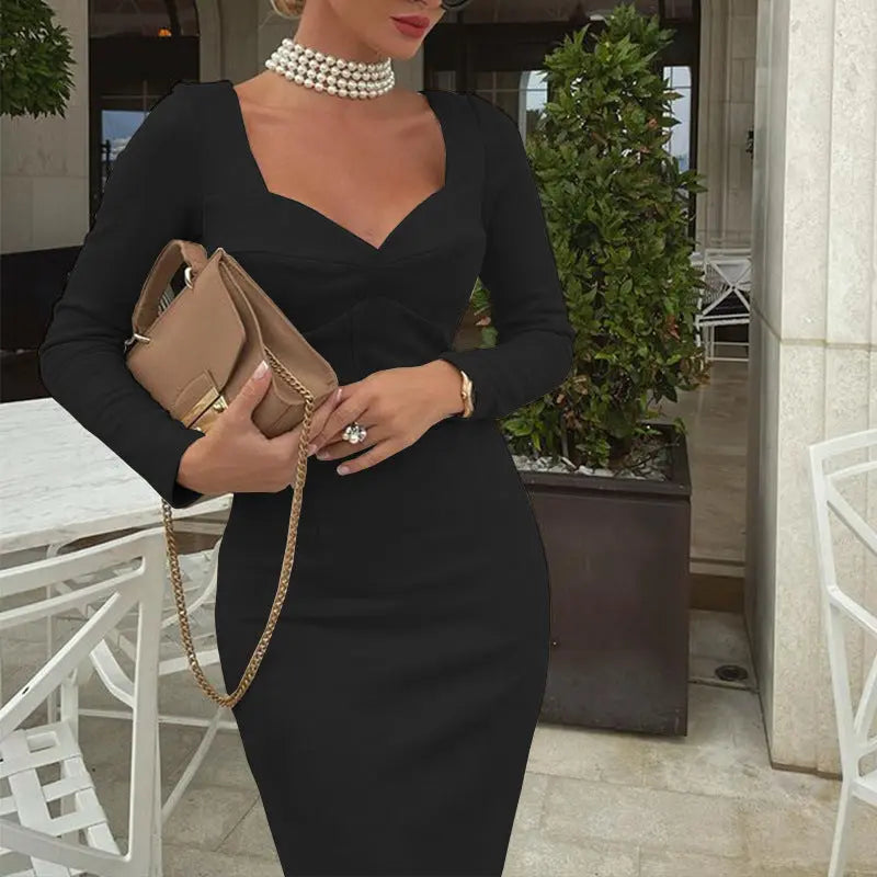 Damenkleid mit Taschenärmeln und mittlerer Länge