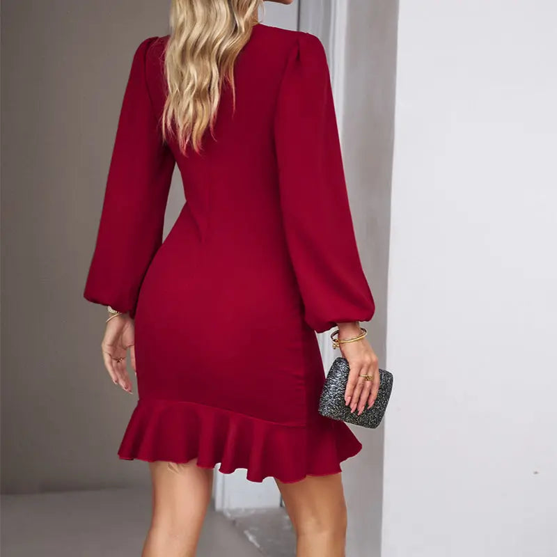 Damen Puffärmel-Kleid mit schmeichelnder Silhouette