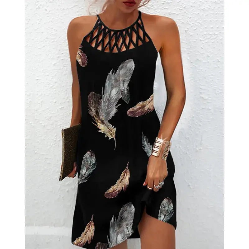 Modisches Print-Kleid: Lässige Halterneck-Kleider für Frauen, perfekt für den Sommer
