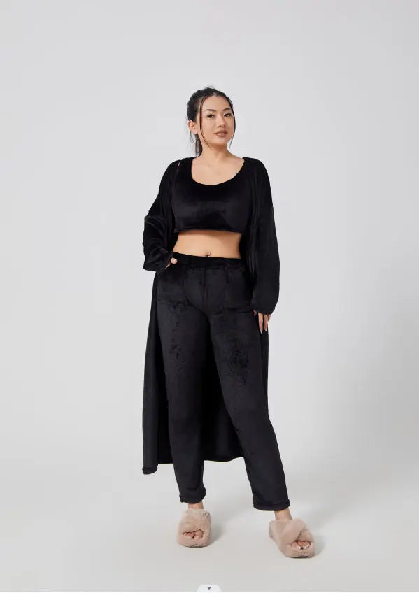 Gemütliches Schlafanzug-Set: 3-teiliges Lounge-Set für Damen, süße Loungewear für kalte Wintertage
