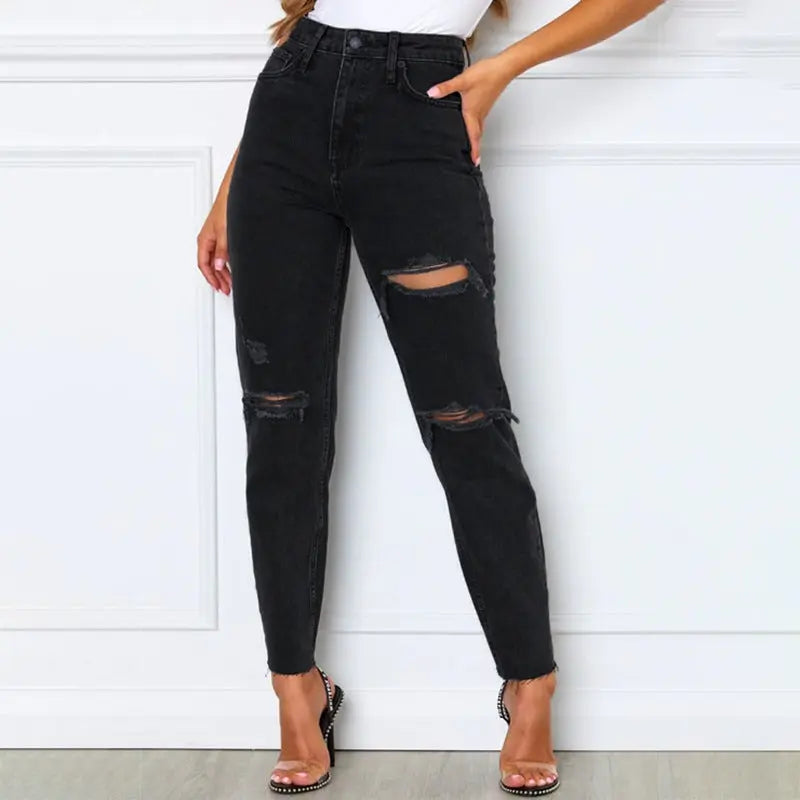 Damenmode Gewaschene Blaue Jeans