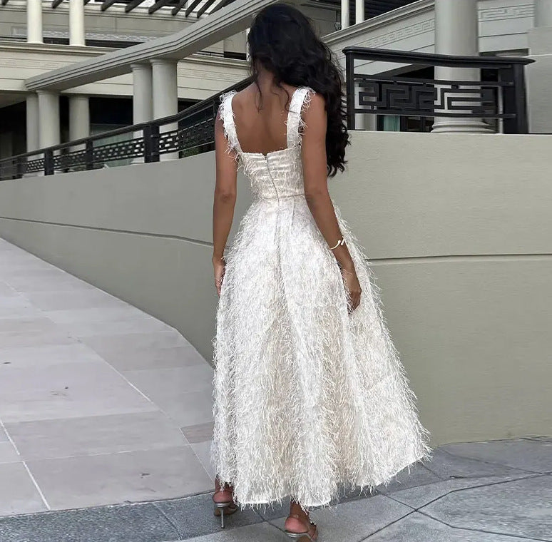 Edles Damen ärmelloses Quastenkleid