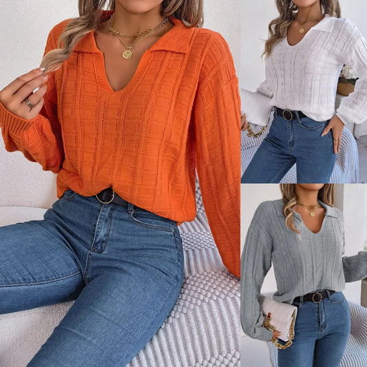 Lang ärmelig gestrickter Pullover