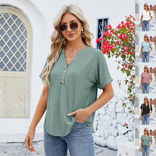 Sommer V-Ausschnitt T-Shirt