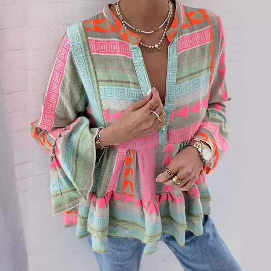 Herbst Langarmshirt mit Print für Damen