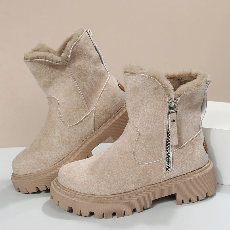Damen Faltbare Schneestiefel mit Plüschfutter