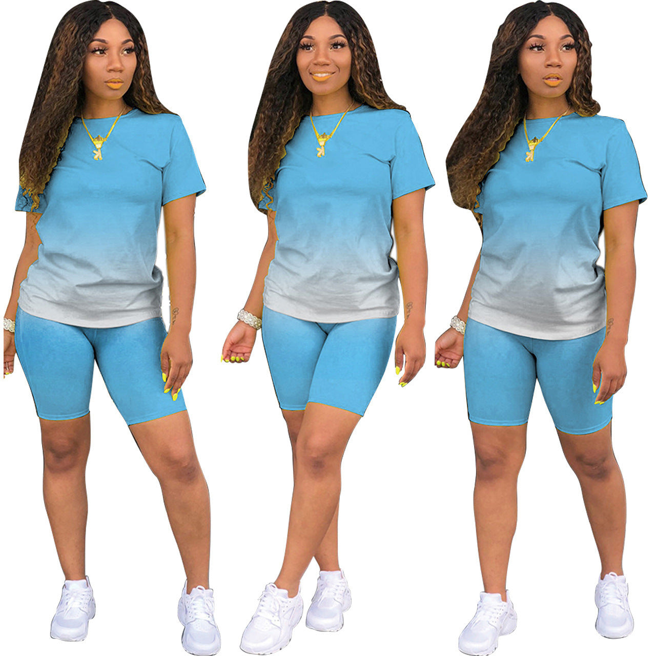 Freizeit-Gradienten-Kurzarm-Shorts Set