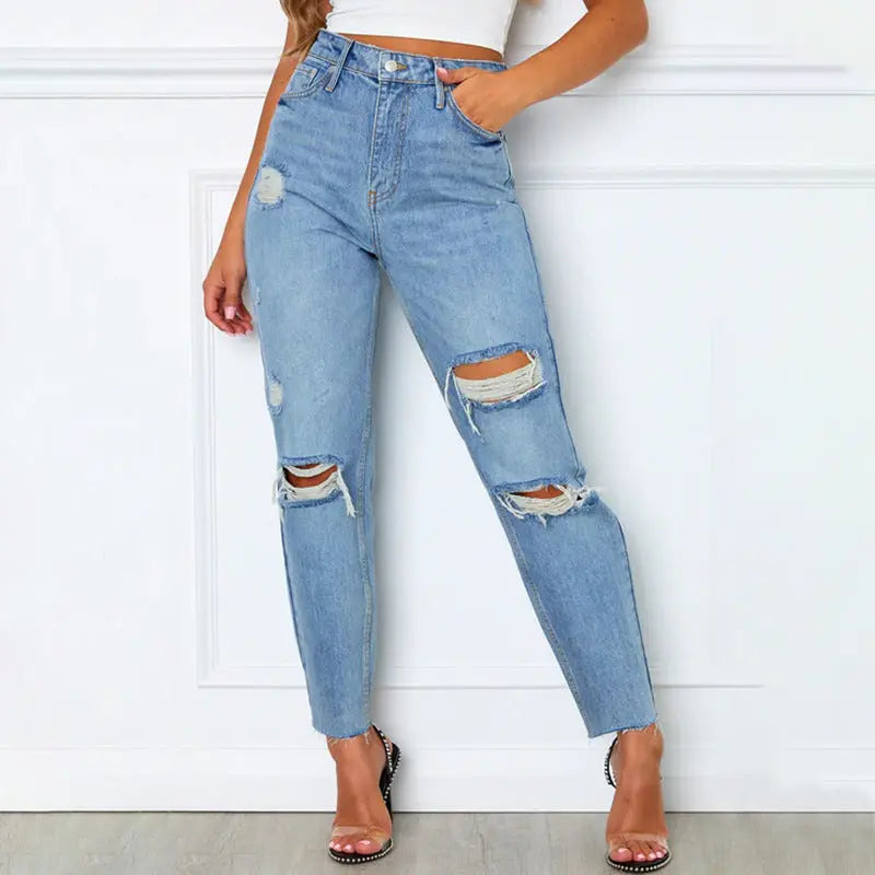Damenmode Gewaschene Blaue Jeans