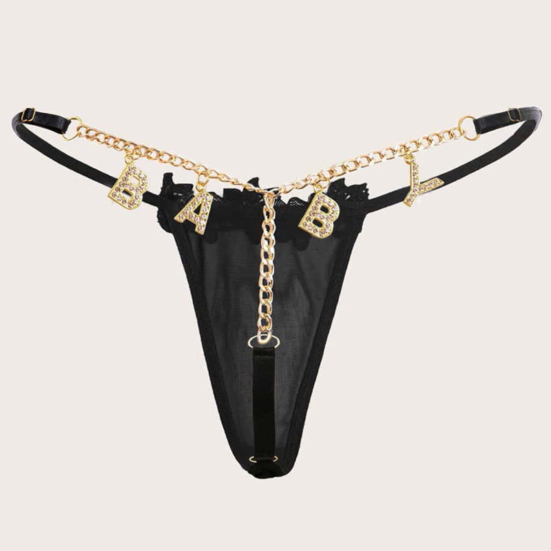 Rhinestone-Brief-Anhänger Unterwäsche mit Taillenkette