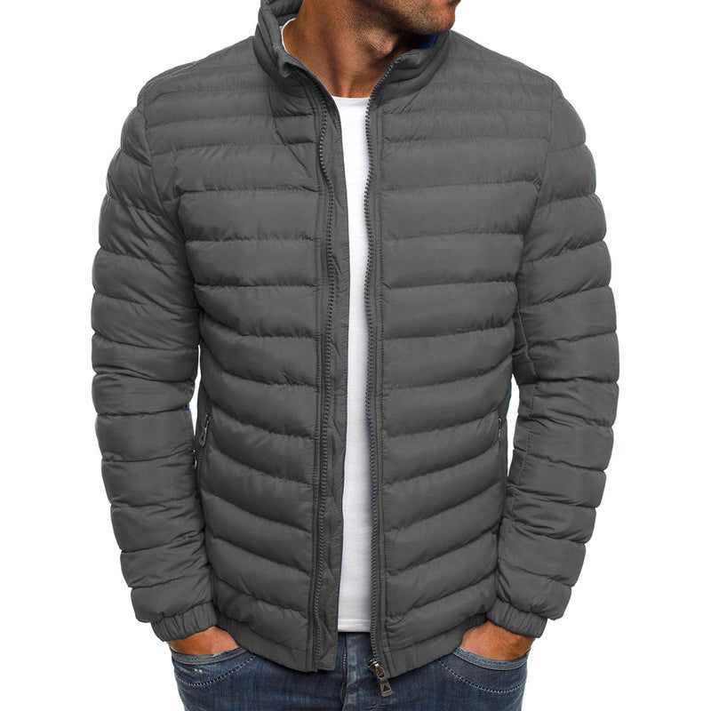 Stehkragen-Jacke für Herren – Einfarbig, Winter