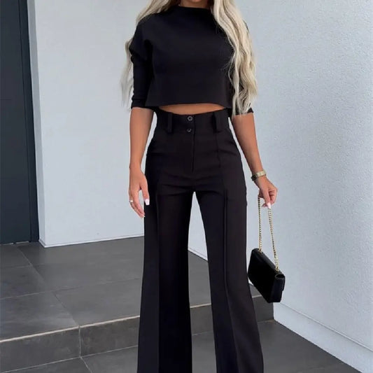 Hoch taillierte Weitbein-Mode-Tops